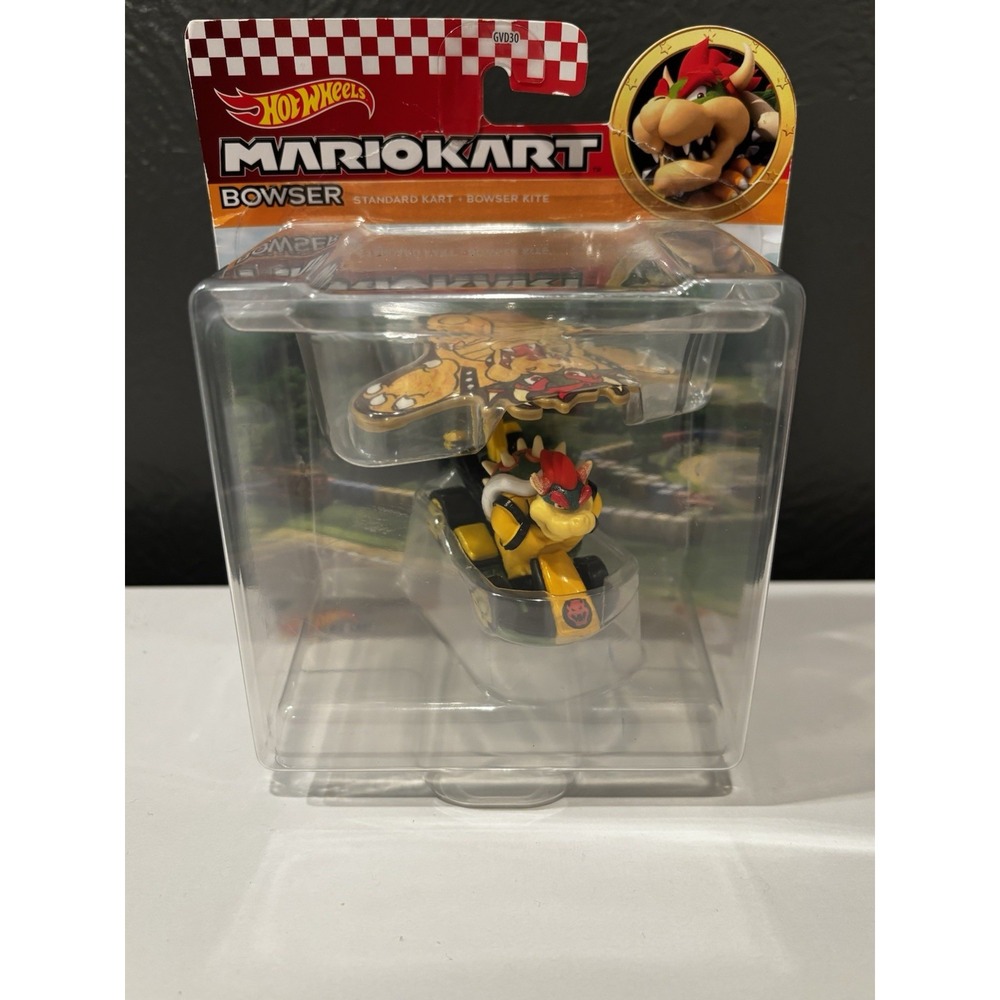 Hot Wheels Mario Kart Bowser Standard Kart + Bowser Kite - New Die-Cast Figure